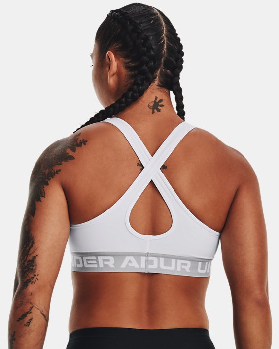 Bra deportivo Armour® Mid Crossback para mujer, White, pdpMainDesktop image number 1